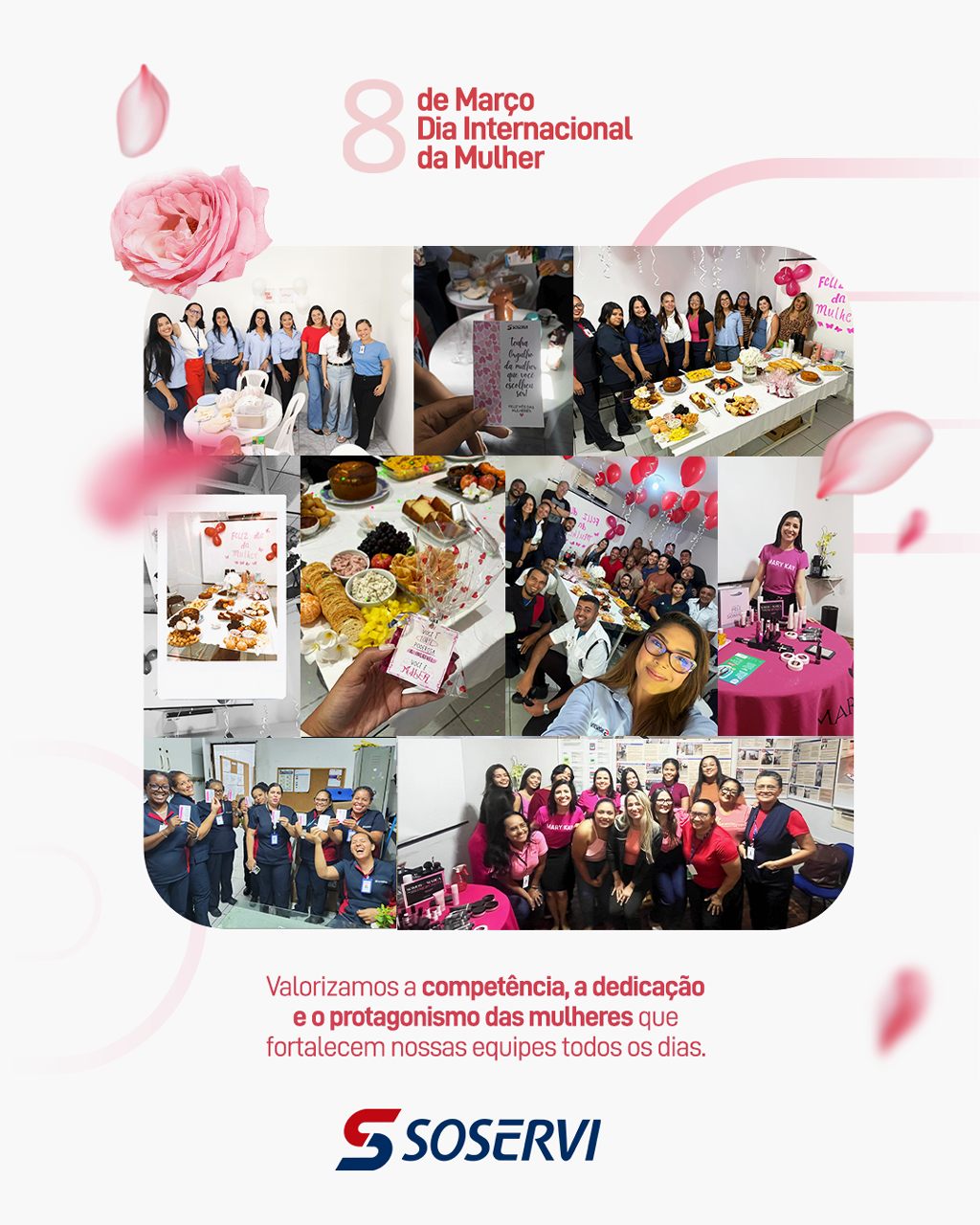 Esse é o mês de reconhecer a força, a dedicação e a competência das mulheres que transformam ambientes, lideram equipes, organizam processos e fazem a diferença todos os dias.

Na Soservi, valorizamos cada profissional que, com responsabilidade e excelência, contribui para operações mais humanas, eficientes e seguras.

Confira um pouco do Dia da Mulher em nossas filiais!

Pensou em Soservi, pensou em excelência.

#Soservi #SoserviTerceirização #Soservi53Anos