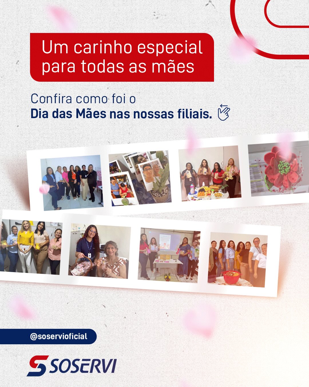 Nossas filiais viveram momentos especiais com ações preparadas com carinho para homenagear todas as mães que fazem parte da nossa história.

Cada detalhe foi pensado como forma de reconhecimento por tanta dedicação, cuidado e força presentes no dia a dia.

Pensou em Soservi, pensou em excelência.

#Soservi #SoserviTerceirização #Soservi53Anos