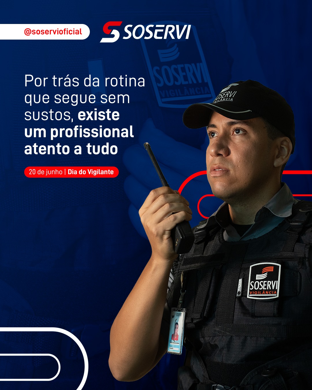 Tem uma sensação que só a segurança bem feita entrega: entrar, circular, trabalhar e ir embora com tranquilidade.
Por trás dessa rotina que segue sem sustos, existe um profissional atento a tudo: o vigilante. Ele observa, orienta, protege e permanece presente mesmo quando ninguém percebe.

Na Soservi, valorizamos quem exerce essa função com preparo, postura e responsabilidade. Porque segurança não é só proteger espaços, é cuidar das pessoas que passam por eles todos os dias.

Neste Dia do Vigilante, nosso reconhecimento a esses profissionais que fazem da atenção um compromisso diário.

Pensou em Soservi, pensou em excelência.

#Soservi #SoserviTerceirização #Soservi53Anos
