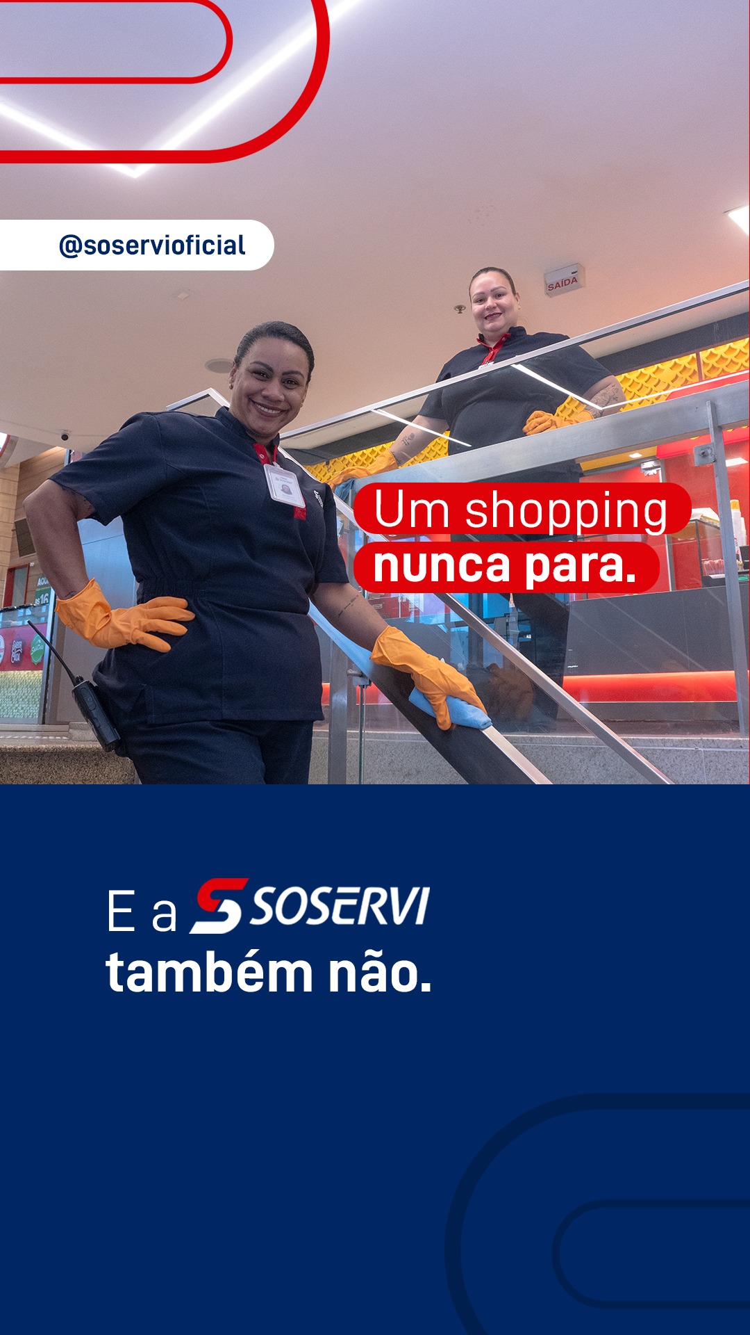 Administrar um shopping exige muito mais do que manter as portas abertas.

É preciso garantir limpeza, manutenção, segurança e uma série de serviços que impactam diretamente a experiência dos clientes.

A Soservi reúne tudo isso em uma gestão integrada, com equipes capacitadas e acompanhamento constante para que cada operação funcione com eficiência, afinal, uma boa experiência para o cliente começa muito antes da vitrine.

Pensou em Soservi, pensou em excelência.

#Soservi #SoserviTerceirização #Soservi53Anos