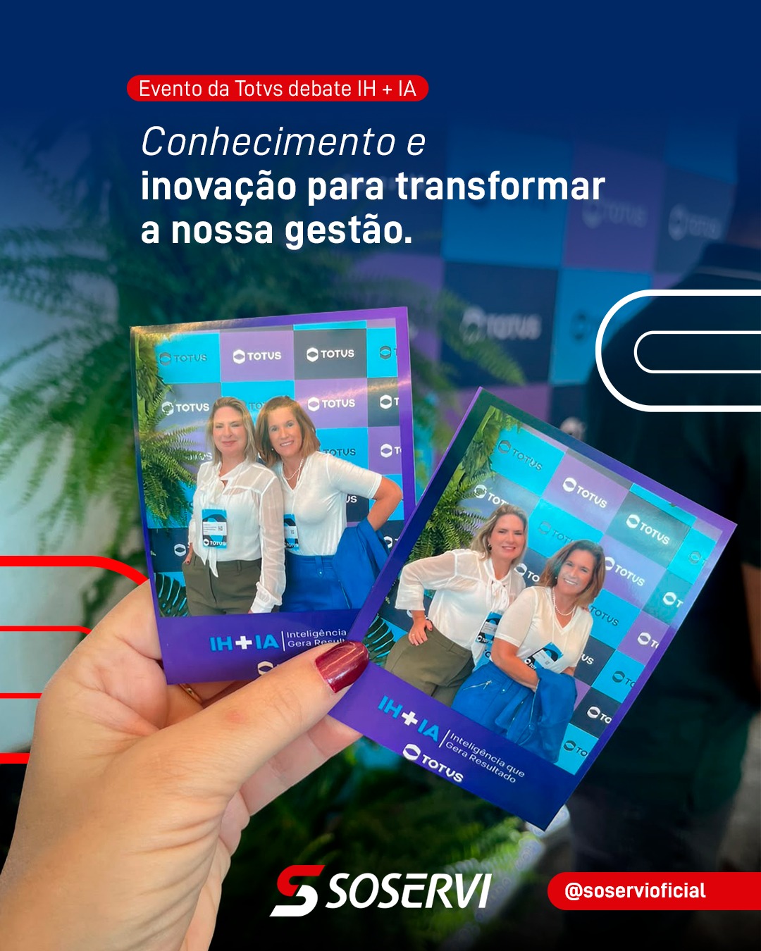 A nossa superintendente Eveline Dutra e a gerente comercial Carol Mesquita representaram a Soservi no roadshow "IH + IA | Inteligência que gera resultado", promovido pela TOTVS, nossa grande parceira e cliente.

O evento aconteceu no Recife Expo Center e debateu como a união entre a Inteligência Humana (IH) e a Inteligência Artificial (IA) pode transformar a gestão corporativa, trazendo caminhos práticos para aplicar dados e tecnologia no dia a dia das empresas.

Para a Soservi, essa imersão traz aprendizados relevantes e ferramentas estratégicas para otimizar ainda mais nossos processos internos, elevar a eficiência operacional e entregar soluções cada vez mais inteligentes e integradas aos nossos clientes.

Inovação e parceria caminhando juntas para construir o futuro da gestão! ✨

Pensou em Soservi, pensou em excelência.

#Soservi #SoserviTerceirização #Soservi54Anos