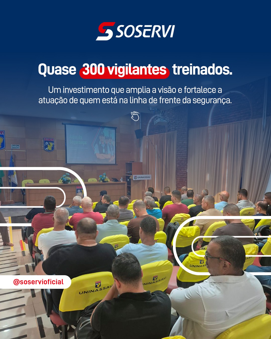 Segurança não se resume à presença de um profissional no posto. Ela envolve conhecimento, preparo, prevenção e, principalmente, responsabilidade na forma de agir.

Por isso, a Soservi realizou um treinamento com quase 300 vigilantes, aprofundando conhecimentos jurídicos e reforçando temas fundamentais para a atuação profissional, como direitos, dignidade da pessoa humana, prevenção e atendimento humanizado.

Além de reciclar conhecimentos, a iniciativa amplia a visão dos nossos profissionais e fortalece uma segurança que protege sem perder de vista o respeito às pessoas. Afinal, qualificar quem está na linha de frente também é uma forma de cuidar de todos.

Pensou em Soservi, pensou em excelência.

#Soservi_ #SoserviTerceirização _#Soservi53Anos