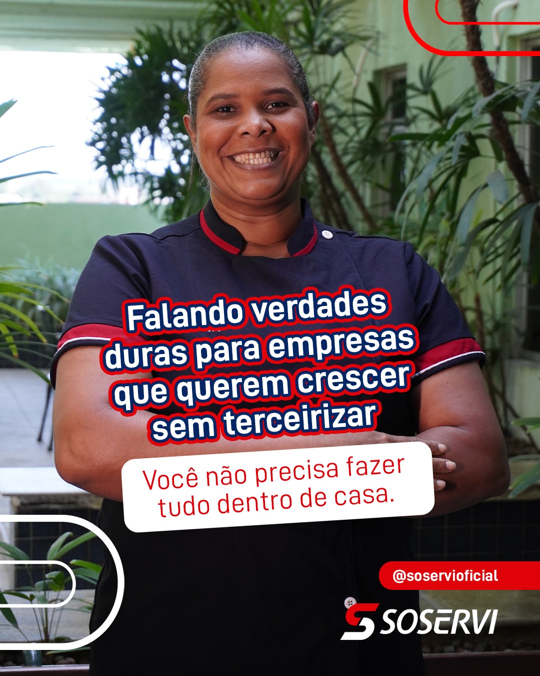 Crescer também exige entender o que realmente precisa continuar dentro da sua empresa.

Quando atividades operacionais consomem tempo, energia e recursos da equipe, a terceirização pode ser uma escolha estratégica para tornar a rotina mais eficiente e permitir que o negócio concentre esforços no que faz melhor.

Com parceiros especializados, sua empresa ganha mais organização, qualidade e foco para seguir avançando.

Você não precisa fazer tudo. Precisa fazer as escolhas certas. Conte com a Soservi.

Pensou em Soservi, pensou em excelência.

#Soservi_ #SoserviTerceirização _#Soservi54Anos