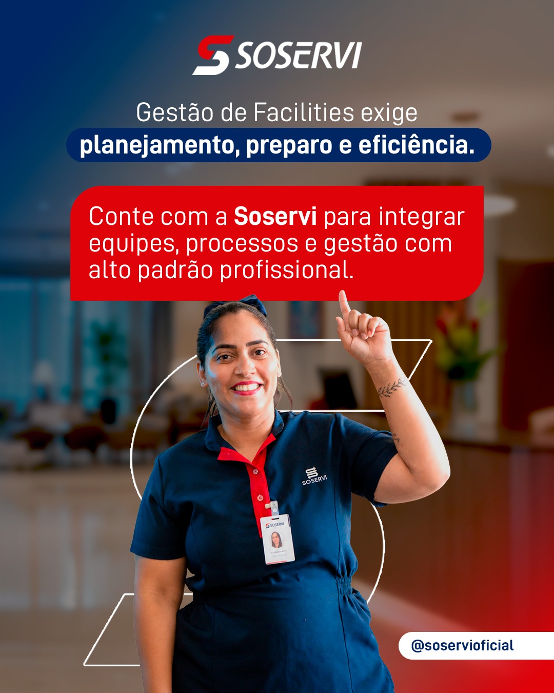 Facilities é a área que mantém a estrutura da empresa funcionando com segurança, organização e continuidade.

Por isso, serviços como manutenção predial, segurança patrimonial e conservação precisam estar nas mãos de profissionais preparados, com acompanhamento, processos definidos e responsabilidade técnica.

A Soservi atua na terceirização de Facilities com equipes capacitadas para apoiar a rotina operacional das empresas, reduzir falhas e garantir mais eficiência no dia a dia.

Sua operação merece ser bem cuidada e estar em pleno funcionamento com a Soservi.

Pensou em Soservi, pensou em excelência.

#Soservi_ #SoserviTerceirização _#Soservi53Anos